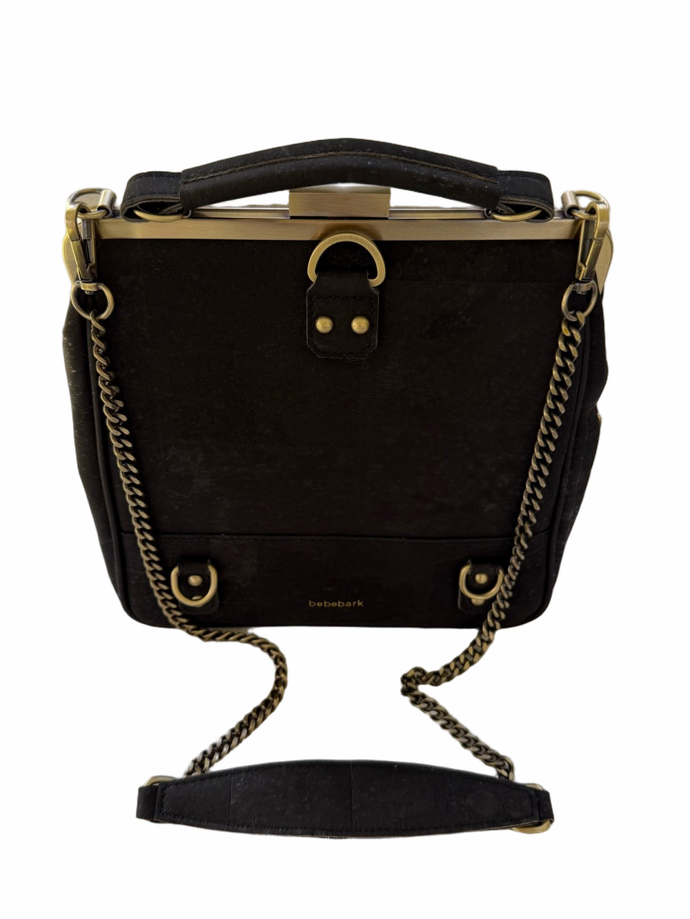 Laflore Paris Bebebark Convertible Purse Bag Backpack Black Cork EUC - Picture 3 of 16